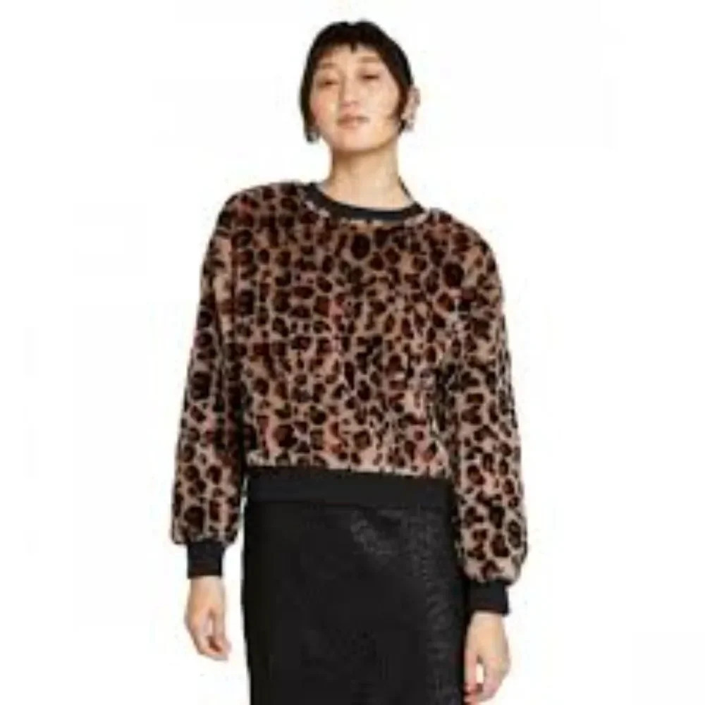 NWT Wild Fable Fuzzy Leopard Print Sweater Size XS
